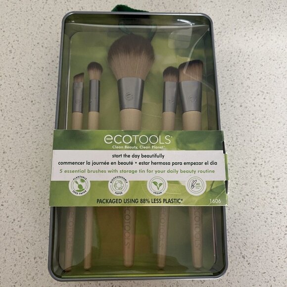 Ecotools Start The Day Beautifully Brush Set 5 Brushes & Storage Tray New in Box - Picture 7 of 9